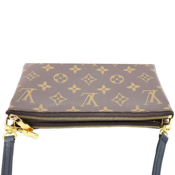 LOUIS VUITTON Double Zip Pochette Monogram Reverse Canvas Crossbody Bag Brown