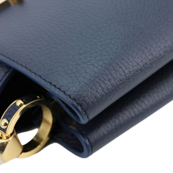 LOUIS VUITTON Capucines PM Taurillon Leather Shoulder Bag Navy Blue