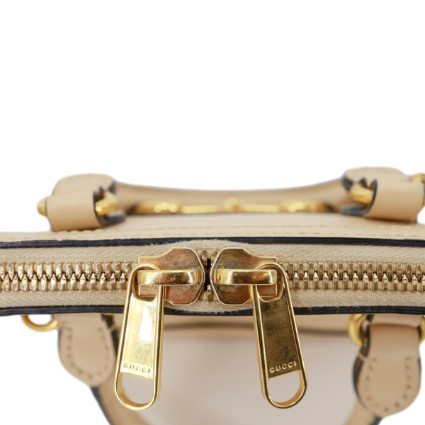 GUCCI Horsebit 1955 Mini Leather Top Handle Crossbody Bag Cream 640716