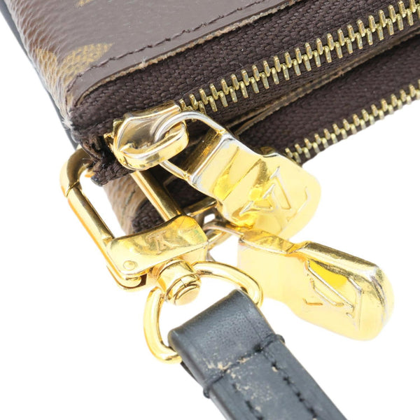 LOUIS VUITTON Double Zip Pochette Monogram Reverse Canvas Crossbody Bag Brown