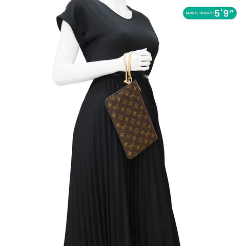 LOUIS VUITTON  Monogram Canvas Wristlet Pouch Brown
