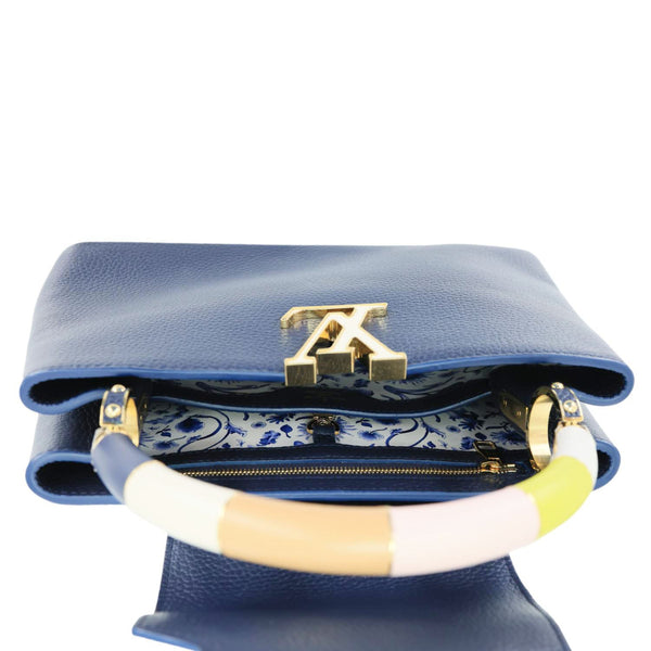 LOUIS VUITTON Capucines PM Taurillon Leather Shoulder Bag Navy Blue
