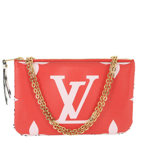 LOUIS VUITTON Double Zip Pochette Giant Monogram Jungle Crossbody Bag Red