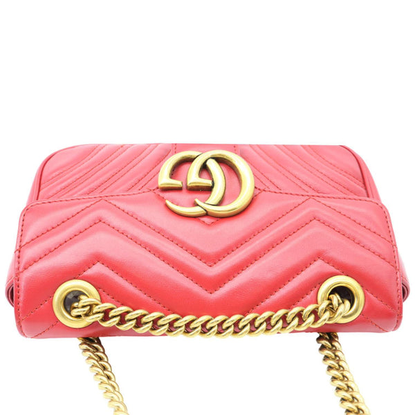 GUCCI Marmont Small Matelasse Leather Crossbody Bag Red 446744