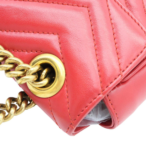 GUCCI Marmont Small Matelasse Leather Crossbody Bag Red 446744