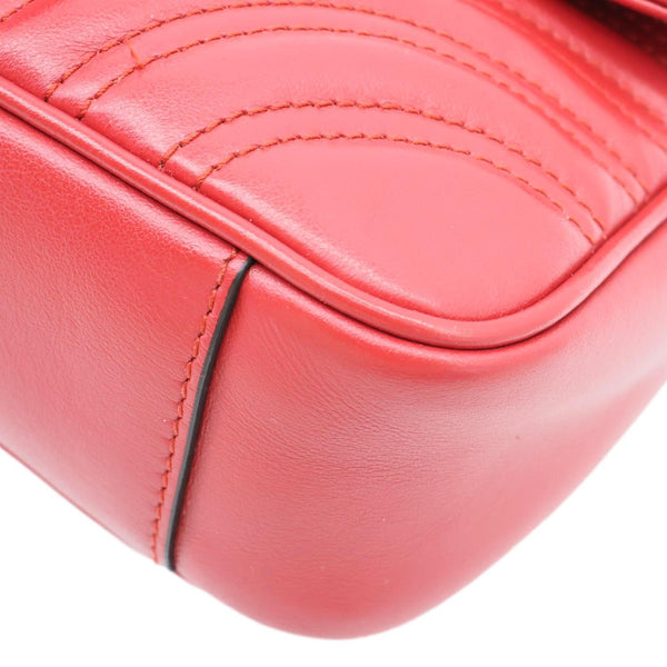 GUCCI Marmont Small Matelasse Leather Crossbody Bag Red 446744