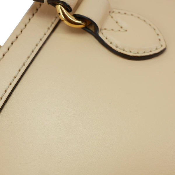 GUCCI Horsebit 1955 Mini Leather Top Handle Crossbody Bag Cream 640716