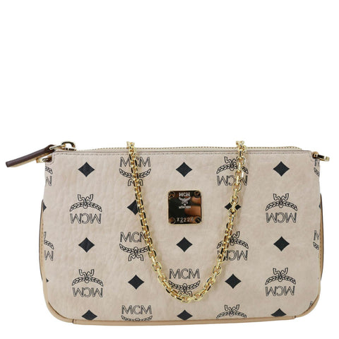 MCM Visetos Coated Canvas Pochette Cream