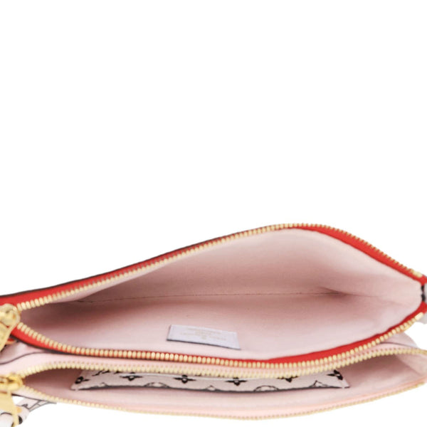 LOUIS VUITTON Double Zip Pochette Giant Monogram Jungle Crossbody Bag Red