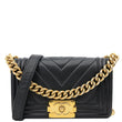 CHANEL Boy Flap Small Chevron Leather Shoulder Bag Black
