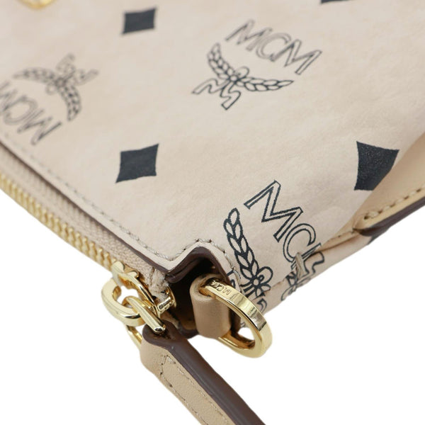MCM Visetos Coated Canvas Pochette Cream