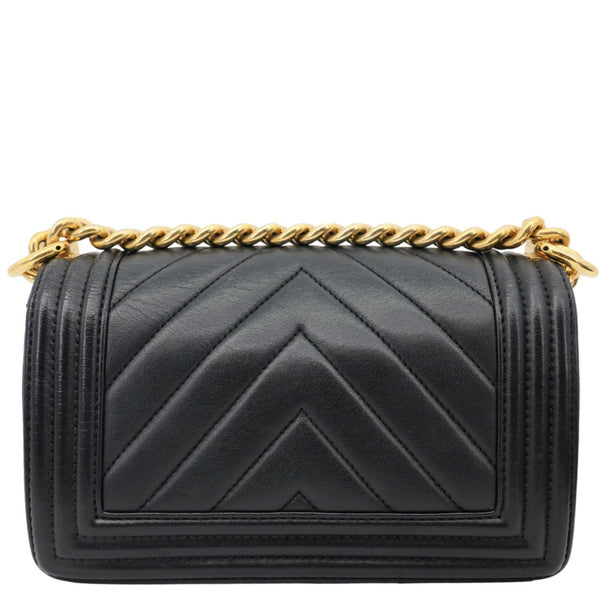 CHANEL Boy Flap Small Chevron Leather Shoulder Bag Black