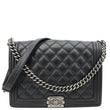 CHANEL Boy New Medium Wild Stitch Leather Shoulder Bag Black