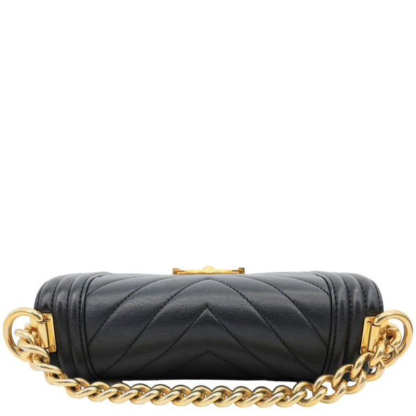 CHANEL Boy Flap Small Chevron Leather Shoulder Bag Black