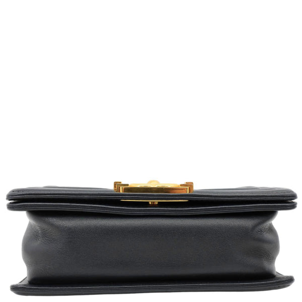 CHANEL Boy Flap Small Chevron Leather Shoulder Bag Black