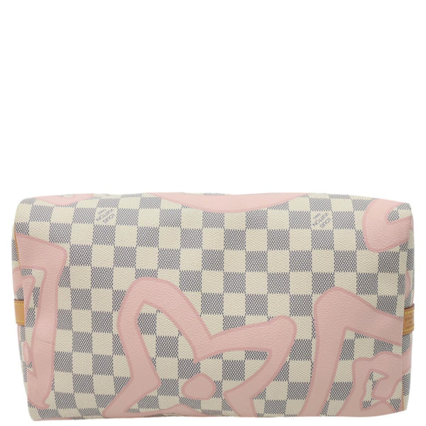 LOUIS VUITTON Tahitienne Speedy 30 Damier Azur Satchel Bag Rose Ballerine