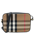 BURBERRY Check Canvas Calfskin Leather Camera Bag Beige