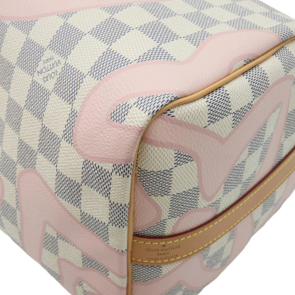 LOUIS VUITTON Tahitienne Speedy 30 Damier Azur Satchel Bag Rose Ballerine