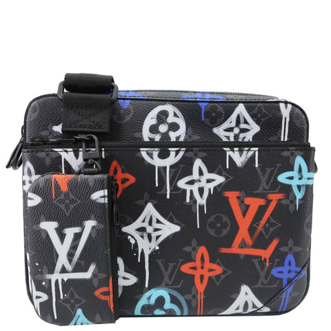 LOUIS VUITTON Graffiti Trio Monogram Eclipse Canvas Messenger Bag Black