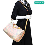 LOUIS VUITTON Tahitienne Speedy 30 Damier Azur Satchel Bag Rose Ballerine