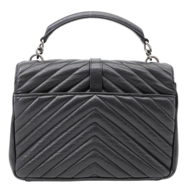 YVES SAINT LAURENT College Medium Monogram Chevron Leather Crossbody Bag Black