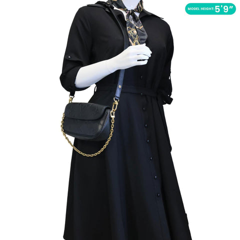 LOUIS VUITTON Ivy Empreinte Leather Wallet On Chain Shoulder Bag Black
