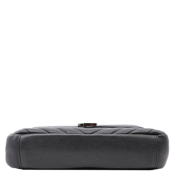 YVES SAINT LAURENT College Medium Monogram Chevron Leather Crossbody Bag Black