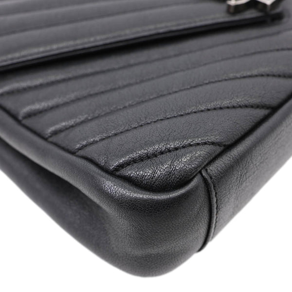 YVES SAINT LAURENT College Medium Monogram Chevron Leather Crossbody Bag Black