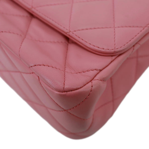 CHANEL Top Handle Quilted Lambskin Leather Wallet On Chain Shoulder Bag Pink