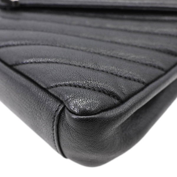 YVES SAINT LAURENT College Medium Monogram Chevron Leather Crossbody Bag Black