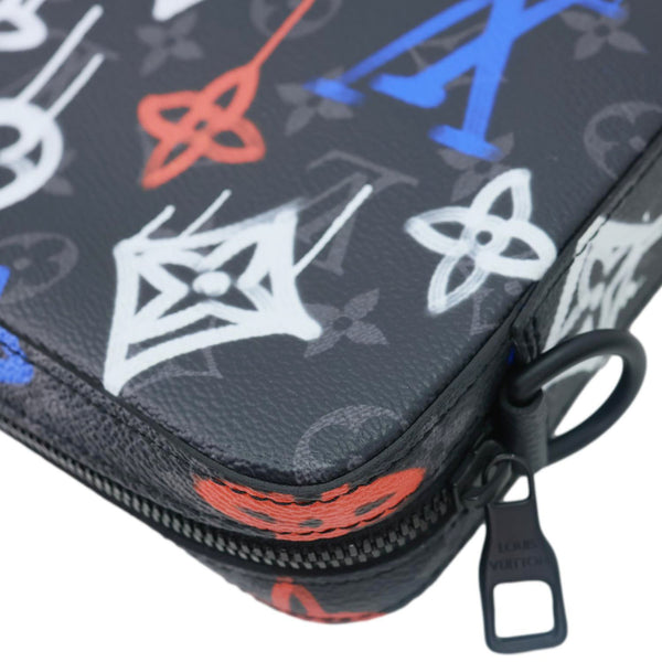 LOUIS VUITTON Graffiti Trio Monogram Eclipse Canvas Messenger Bag Black
