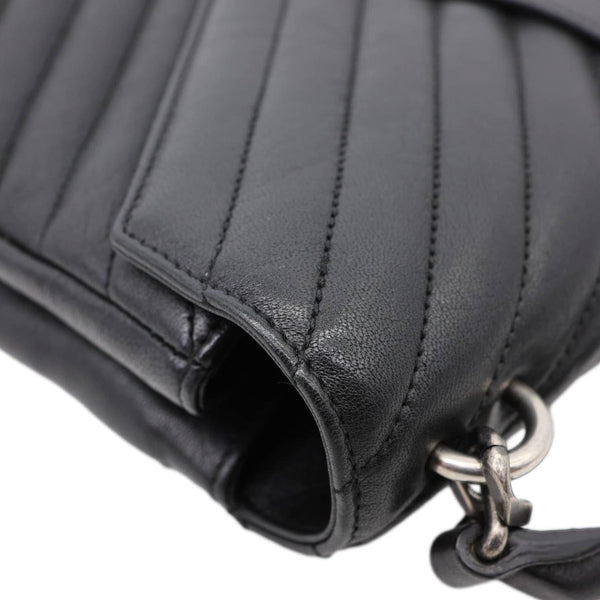 YVES SAINT LAURENT College Medium Monogram Chevron Leather Crossbody Bag Black