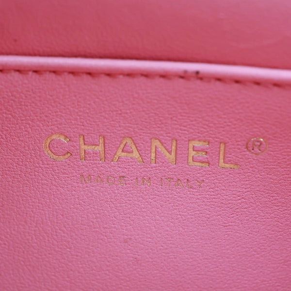 CHANEL Top Handle Quilted Lambskin Leather Wallet On Chain Shoulder Bag Pink