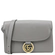 GUCCI GG Ring Leather Shoulder Bag Light Grey 589474