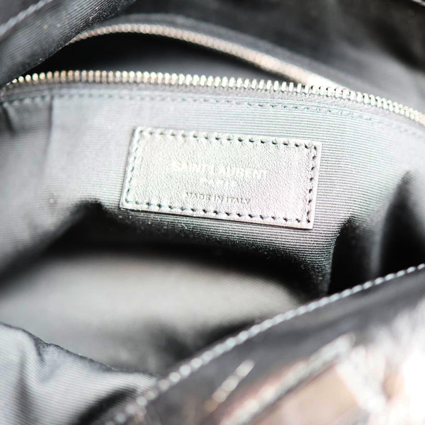 YVES SAINT LAURENT Niki Medium Crinkled Leather Shopping Tote Bag Black