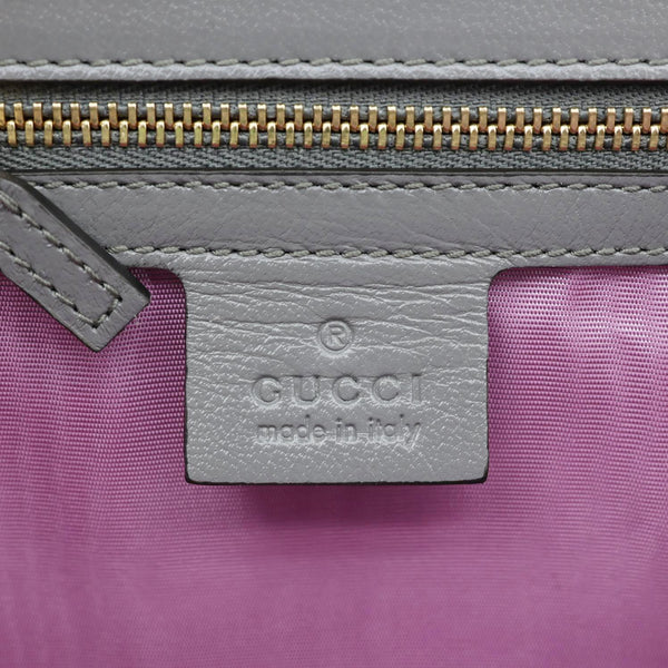 GUCCI GG Ring Leather Shoulder Bag Light Grey 589474