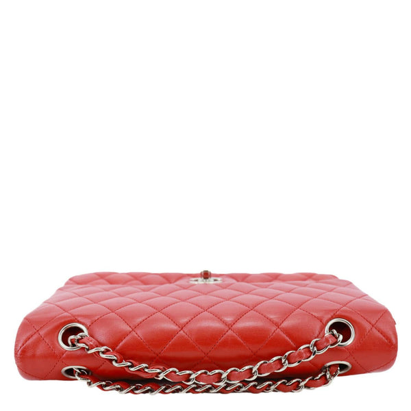 CHANEL Classic Double Flap Medium Quilted Lambskin Leather Shoulder Bag Red