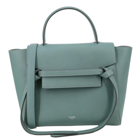 CELINE Micro Belt Grained Leather Shoulder Bag Sage Green