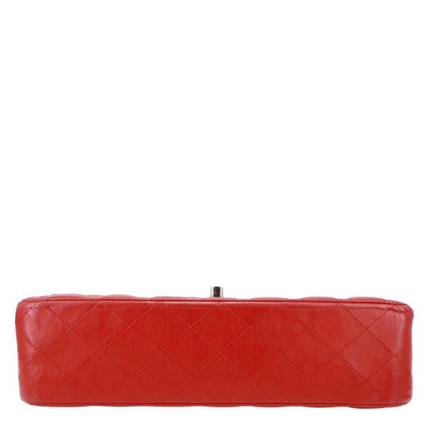 CHANEL Classic Double Flap Medium Quilted Lambskin Leather Shoulder Bag Red