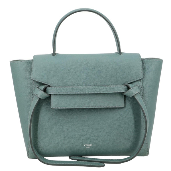 CELINE Micro Belt Grained Leather Shoulder Bag Sage Green