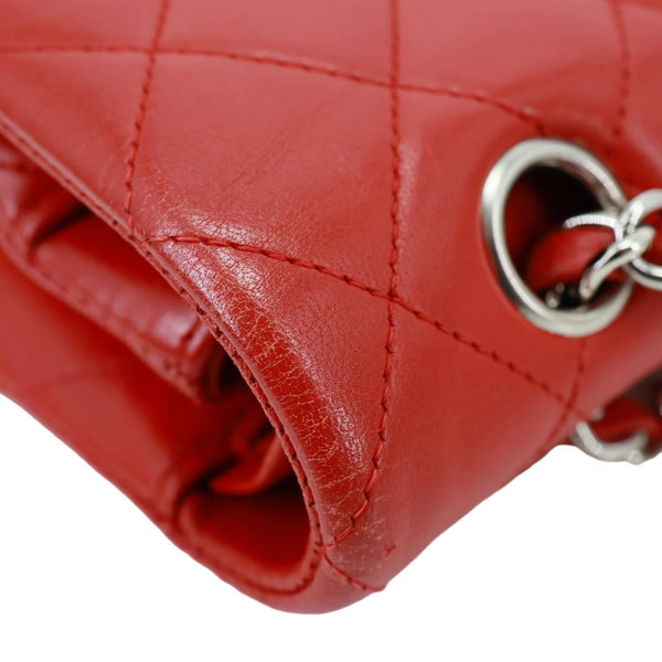 CHANEL Classic Double Flap Medium Quilted Lambskin Leather Shoulder Bag Red