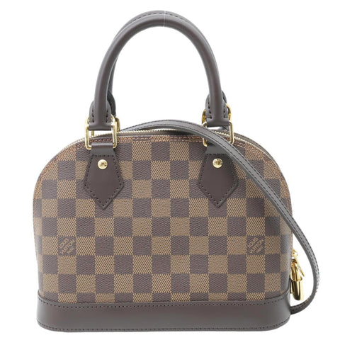 LOUIS VUITTON Alma BB Damier Ebene Satchel Shoulder Bag Brown