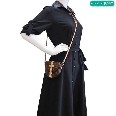 LOUIS VUITTON Micro Chantilly Monogram Canvas Crossbody Bag Brown