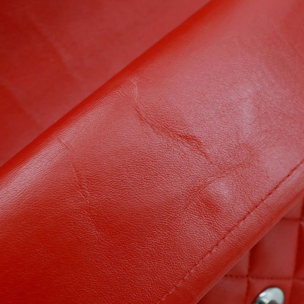 CHANEL Classic Double Flap Medium Quilted Lambskin Leather Shoulder Bag Red