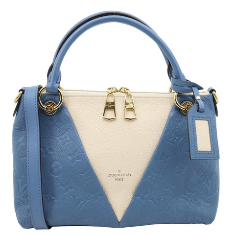 LOUIS VUITTON V BB Monogram Empreinte Tote Shoulder Bag Blue