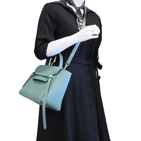 CELINE Micro Belt Grained Leather Shoulder Bag Sage Green