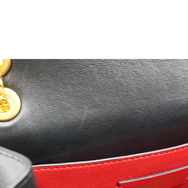 VALENTINO VLOCK Chain Small Leather Shoulder Bag Black