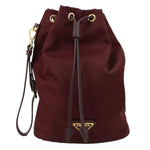 PRADA Re-Nylon Drawstring Pouch Bucket Bag Burgundy
