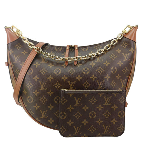 LOUIS VUITTON Loop Reverse Monogram Canvas Hobo Shoulder Bag Brown