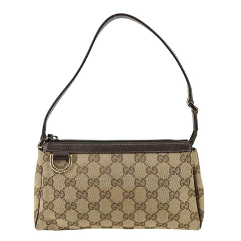 GUCCI Abbey D-Ring GG Canvas Pochette Bag Beige 145750